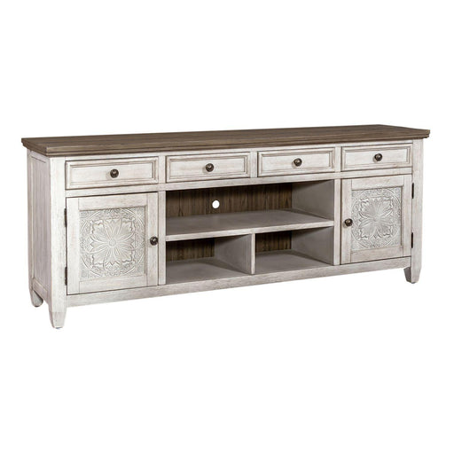 Liberty Heartland 76" Tile TV Console in Antique White - Furniture World