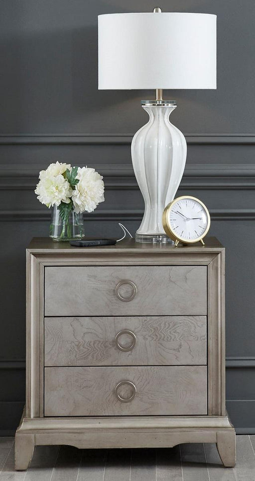 Liberty Furniture Montage 3 Drawer Nightstand in Platinum - Furniture World