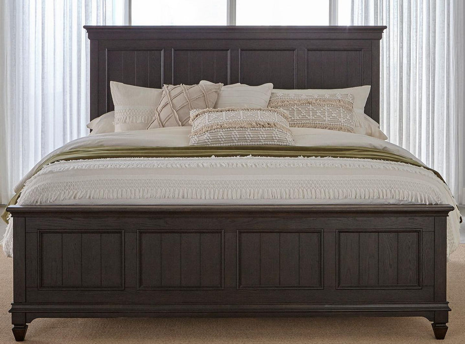 Liberty Furniture Allyson Park King Panel Bed in Wirebrushed Black Forest - Furniture World