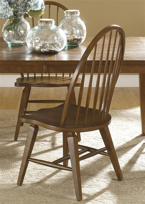 Liberty Furniture Hearthstone Windsor Back Side Chair in Rustic Oak (Set of 2) - Furniture World