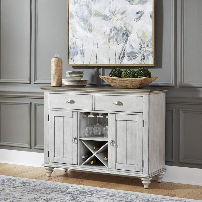 Liberty Furniture Ocean Isle Buffet in Antique White with Weathered Pine - Furniture World