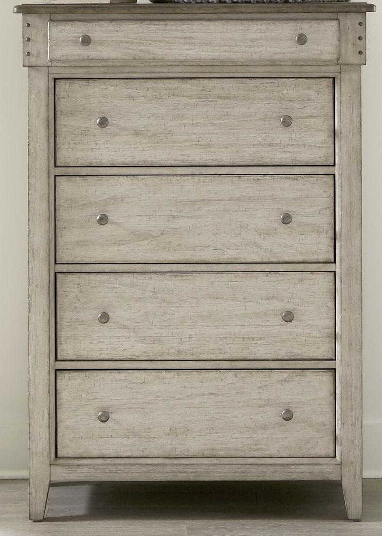 Liberty Furniture Ivy Hollow 5 Drawer Chest in Weathered Linen - Furniture World