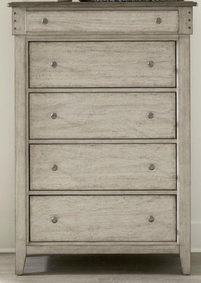 Liberty Furniture Ivy Hollow 5 Drawer Chest in Weathered Linen - Furniture World