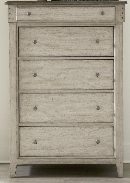 Liberty Furniture Ivy Hollow 5 Drawer Chest in Weathered Linen - Furniture World