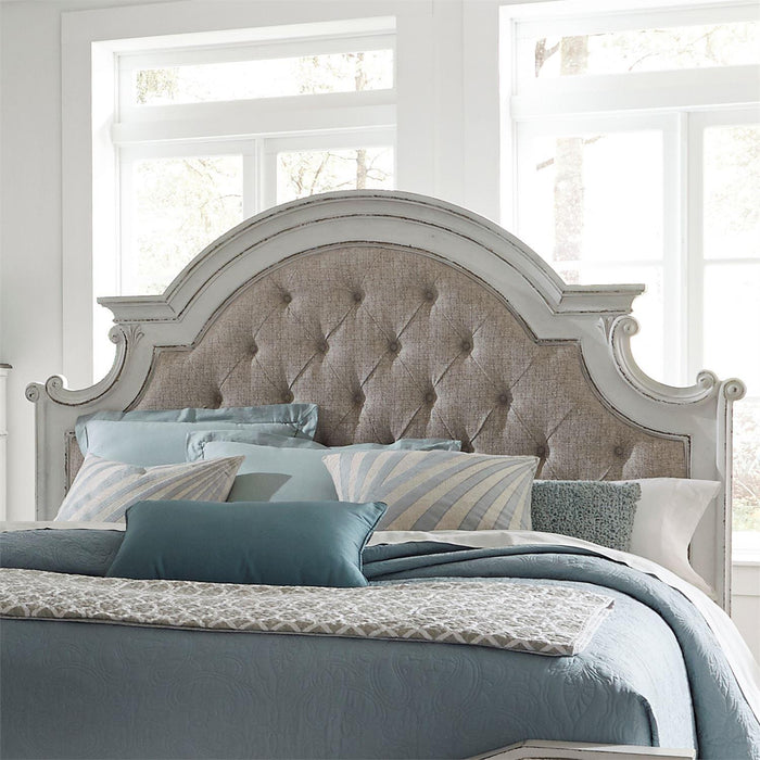 Liberty Magnolia Manor King Upholstered Panel Headboard in Antique White - Furniture World