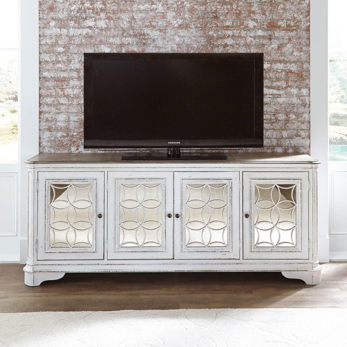 Liberty Magnolia Manor Entertainment TV Stand in Antique White - Furniture World