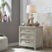 Liberty Furniture Belmar 3 Drawer Nightstand in Washed Taupe and Silver Champagne - Furniture World