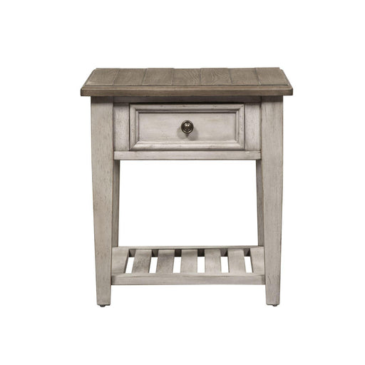 Liberty Heartland Drawer End Table in Antique White - Furniture World