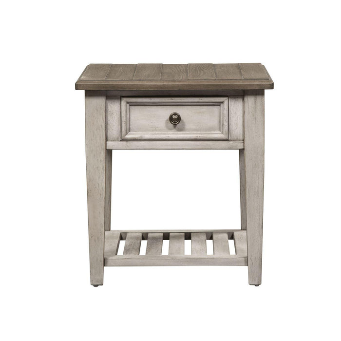 Liberty Heartland Drawer End Table in Antique White - Furniture World