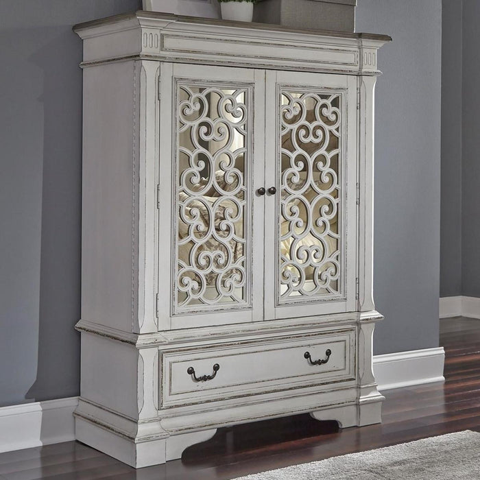 Liberty Furniture Abbey Park Mirrored Door Chest in Antique White - Furniture World