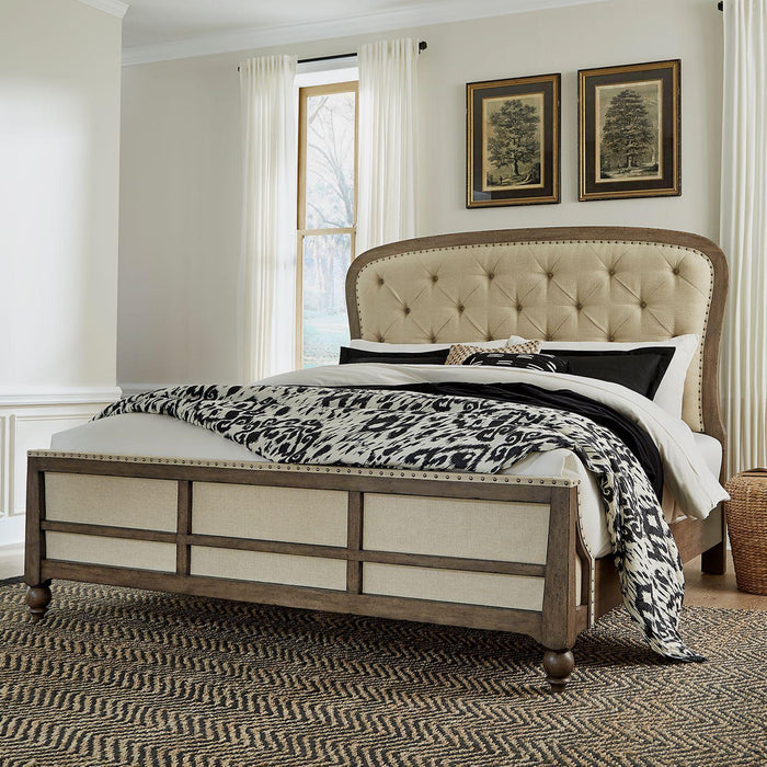 Liberty Furniture Americana Farmhouse King Shelter Bed in Dusty Taupe and Black 615-BR-KSH - Furniture World