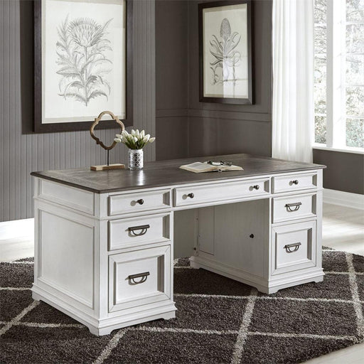 Liberty Allyson Park Jr. Executive Desk in Wirebrushed White - Furniture World