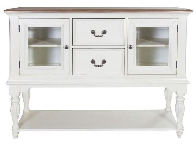 Liberty Furniture Cumberland Creek Server in Nutmeg/White - Furniture World