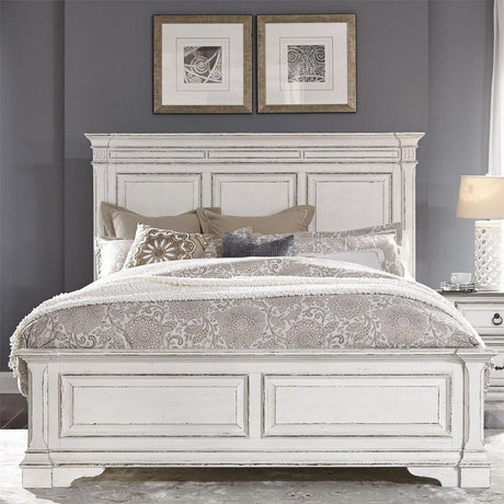 Liberty Furniture Abbey Park Queen Panel Bed in Antique White - Furniture World