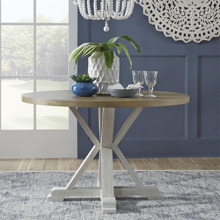 Liberty Furniture Lakeshore Single Pedestal Table in White - Furniture World