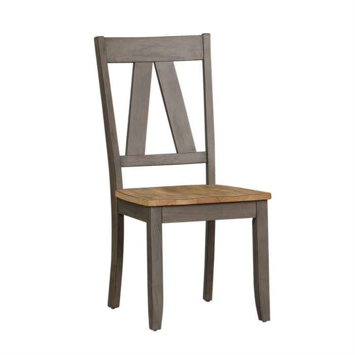 Liberty Furniture Lindsey Farm Splat Back Side Chair (RTA) in Gray and Sandstone (Set of 2) - Furniture World