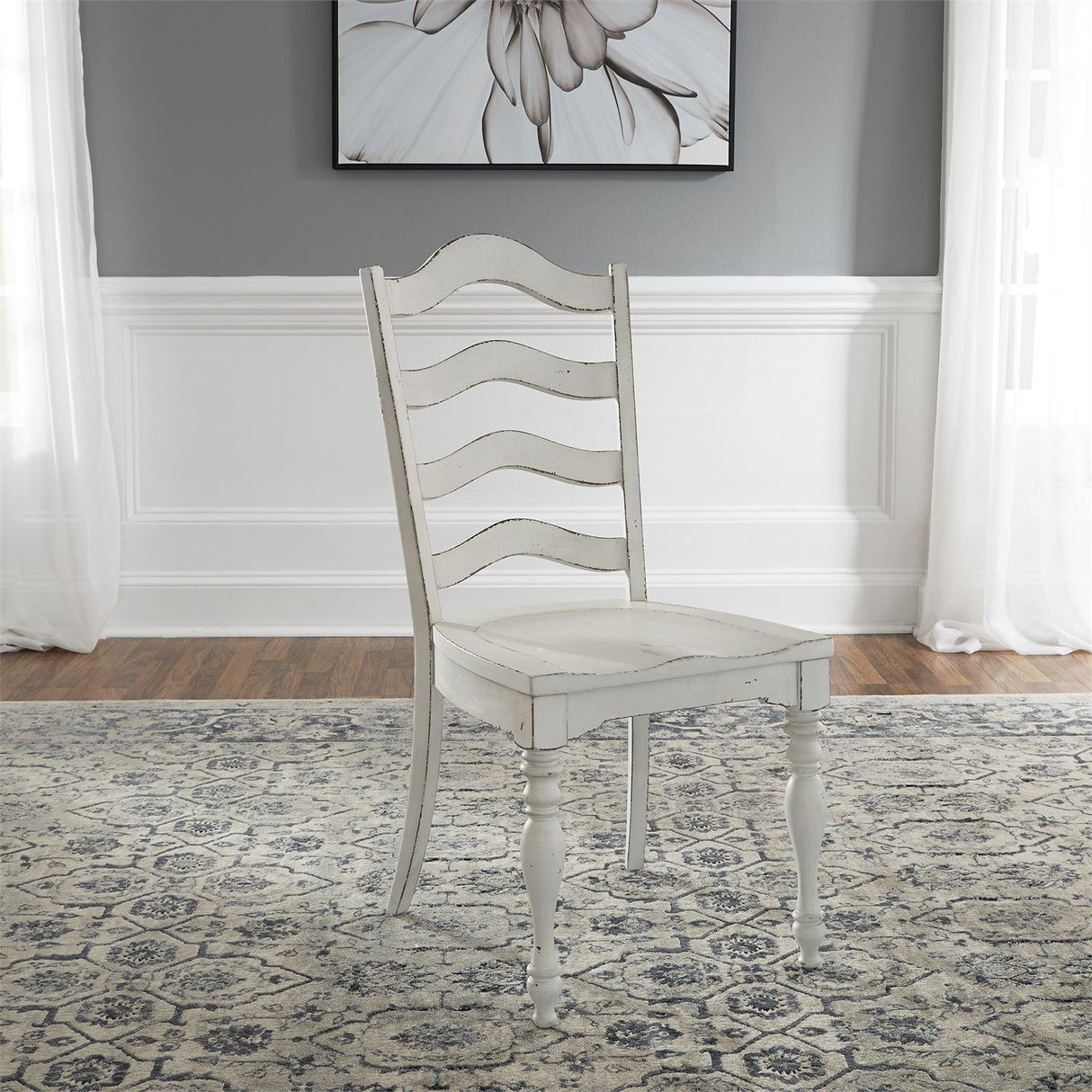 Liberty Furniture Magnolia Manor Ladder Back Side Chair in Antique White (Set of 2) - Furniture World