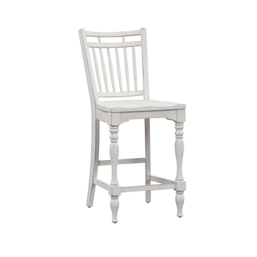 Liberty Furniture Magnolia Manor Spindle Back Counter Chair in Antique White - Furniture World