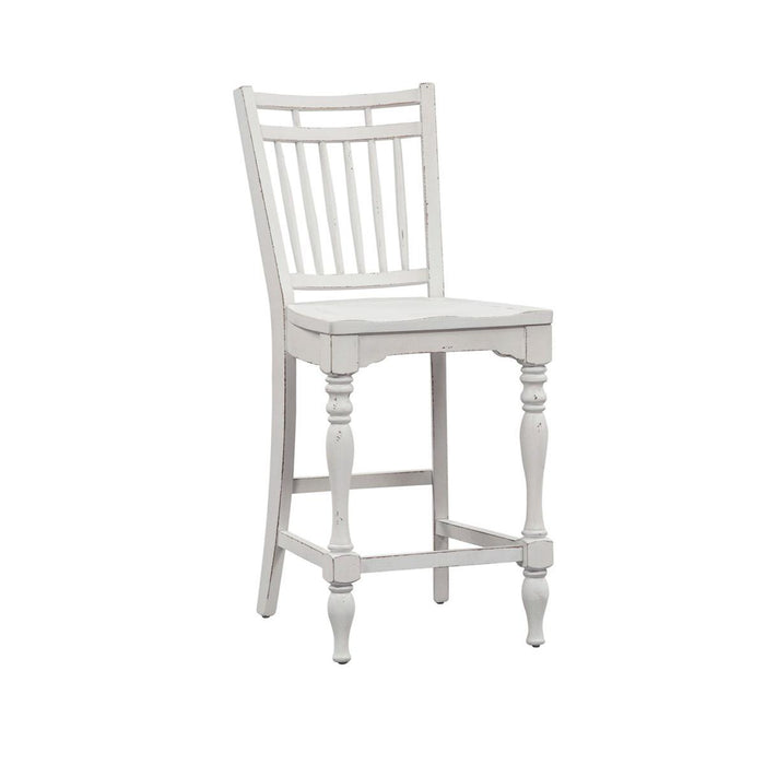 Liberty Furniture Magnolia Manor Spindle Back Counter Chair in Antique White - Furniture World