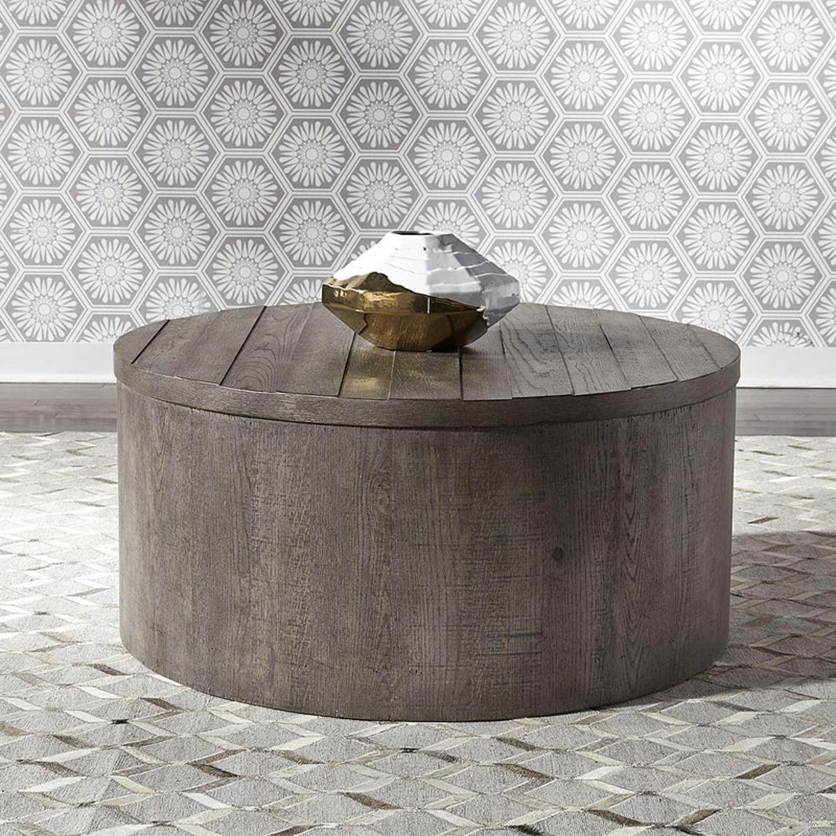 Liberty Furniture Modern Farmhouse Drum Cocktail Table in Dusty Charcoal - Furniture World