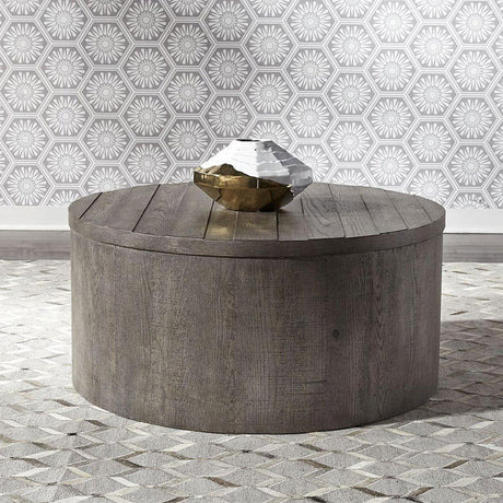 Liberty Furniture Modern Farmhouse Drum Cocktail Table in Dusty Charcoal - Furniture World