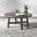 Liberty Furniture Modern Farmhouse Splay Leg Round Cocktail Table in Dusty Charcoal - Furniture World