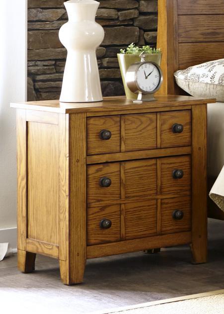 Liberty Furniture Grandpa's Cabin Nightstand in Age Oak - Furniture World