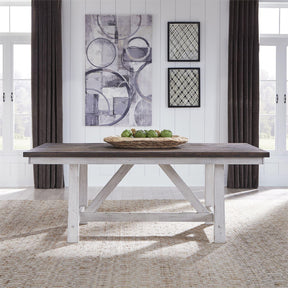 Liberty Furniture Farmhouse Fixed Top Trestle Table in White/Oak - Furniture World
