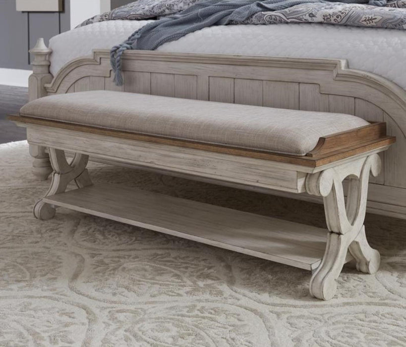 Liberty Furniture Farmhouse Reimagined Bed Bench in Antique White - Furniture World