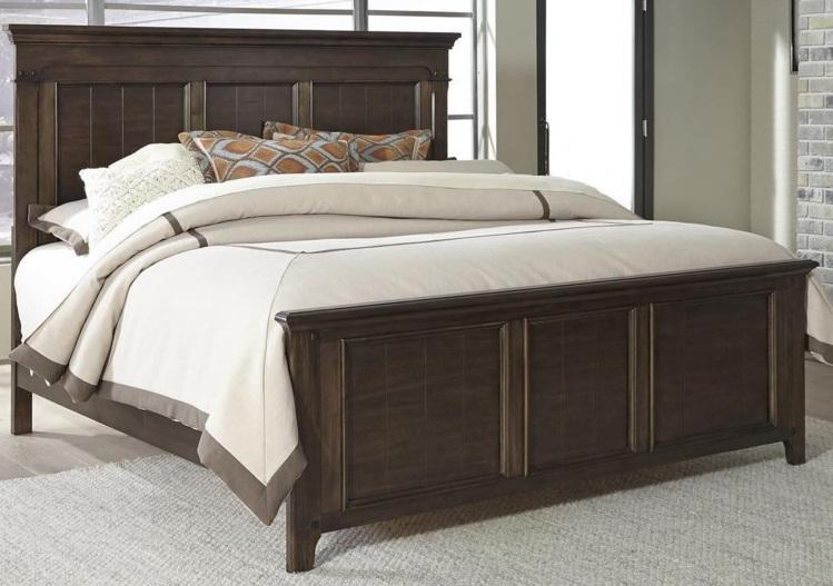Liberty Furniture Saddlebrook King Panel Bed in Tobacco Brown - Furniture World