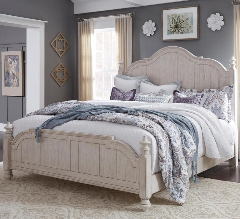 Liberty Furniture Farmhouse Reimagined Queen Poster Bed in Antique White - Furniture World