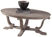 Liberty Furniture Greystone Mill Oval Cocktail Table in Stone White - Furniture World