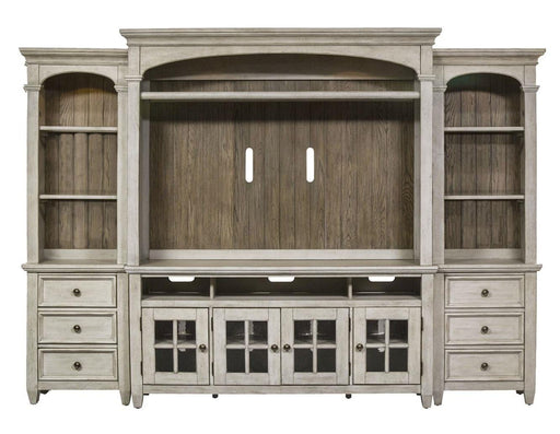 Liberty Heartland 66" Entertainment Center with Piers in Antique White - Furniture World