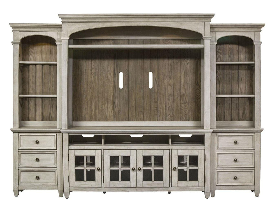 Liberty Heartland 66" Entertainment Center with Piers in Antique White - Furniture World