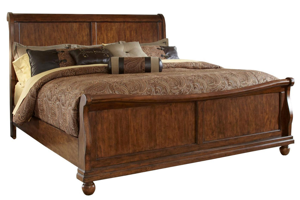 Liberty Furniture Rustic Traditions King Sleigh Bed in Rustic Cherry - Furniture World