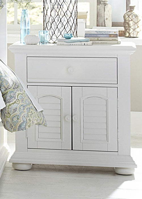 Liberty Furniture Summer House 1 Drawer Nightstand in Oyster White - Furniture World