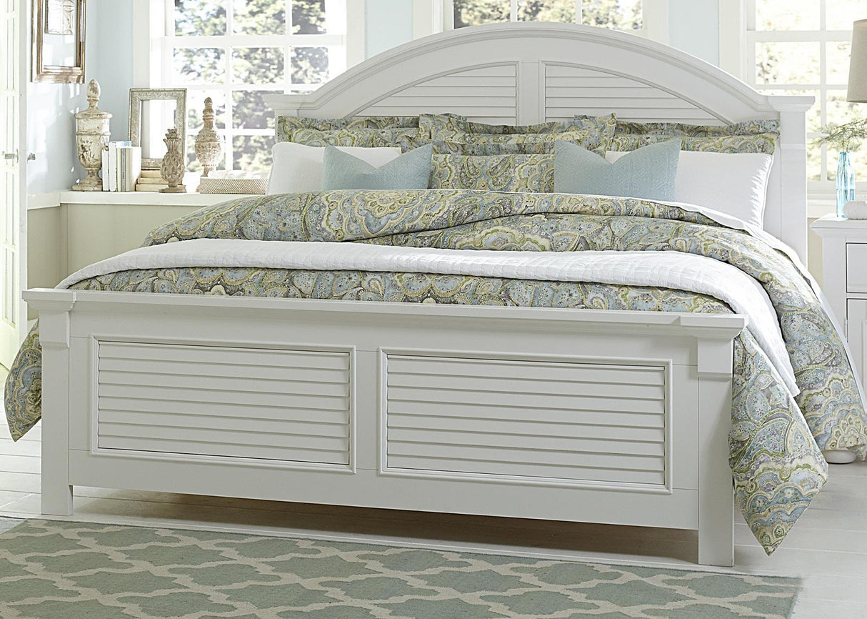 Liberty Furniture Summer House Queen Panel Bed in Oyster White - Furniture World