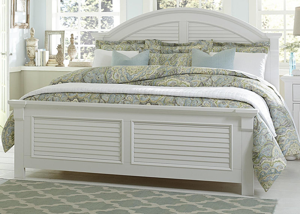 Liberty Furniture Summer House King Panel Bed in Oyster White - Furniture World