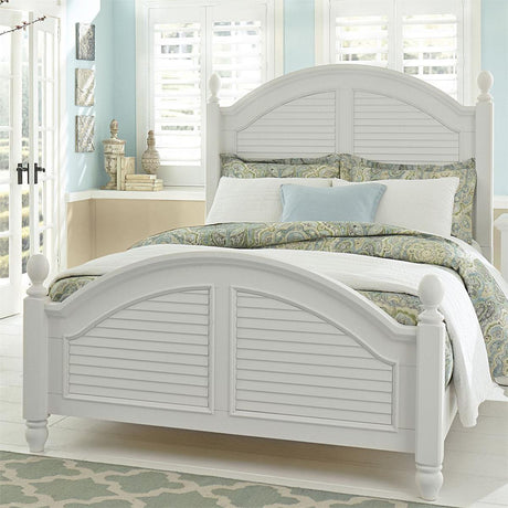 Liberty Furniture Summer House King Poster Bed in Oyster White - Furniture World