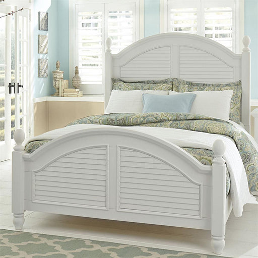 Liberty Furniture Summer House Queen Poster Bed in Oyster White - Furniture World