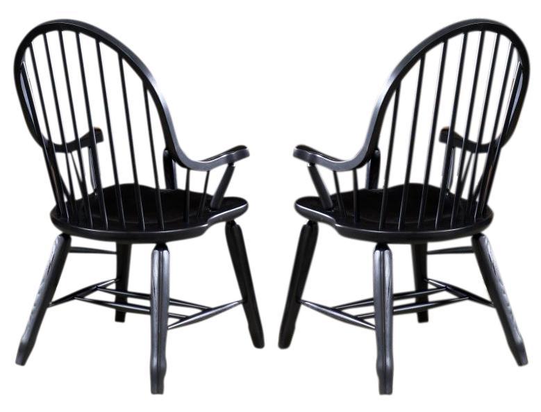 Liberty Furniture Treasures Bow Back Arm Chair in Black (Set of 2) - Furniture World