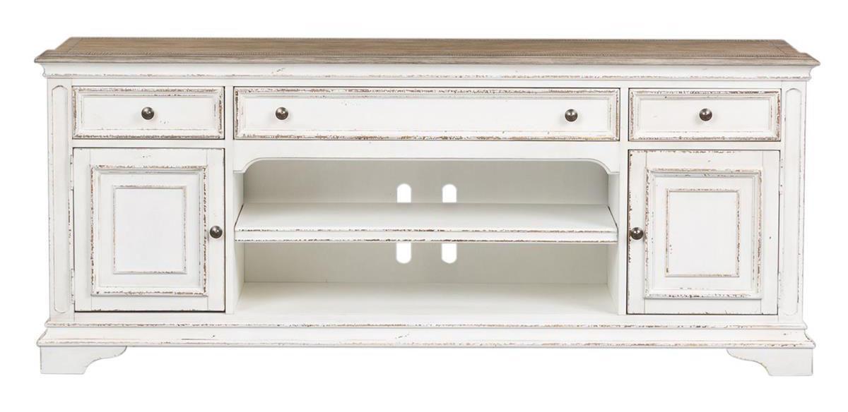 Liberty Magnolia Manor Entertainment TV Stand in Antique White - Furniture World