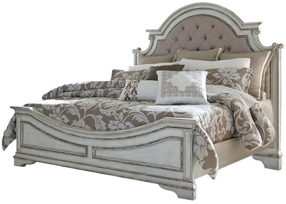 Liberty Magnolia Manor King Upholstered Bed in Antique White - Furniture World