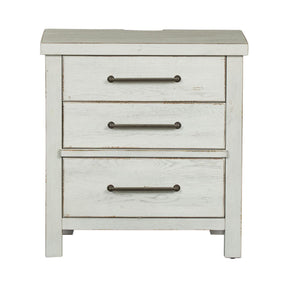 Liberty Modern Farmhouse 3 Drawer Nightstand in White - Furniture World