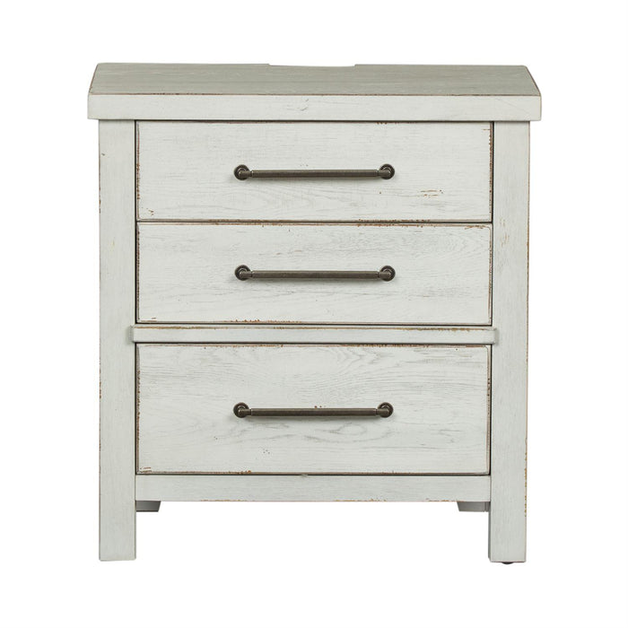 Liberty Modern Farmhouse 3 Drawer Nightstand in White - Furniture World