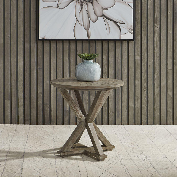 Liberty Parkland Falls Round End Table in Weathered Taupe - Furniture World