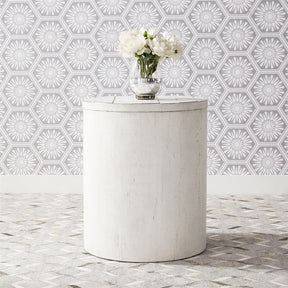 Liberty Modern Farmhouse Drum End Table in Flea Market White - Furniture World