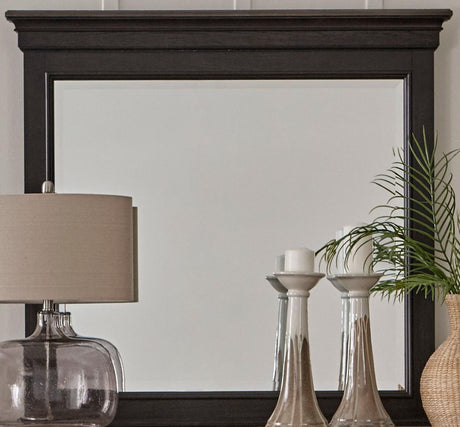 Liberty Furniture Allyson Park Crown Mirror in Wirebrushed Black Forest - Furniture World