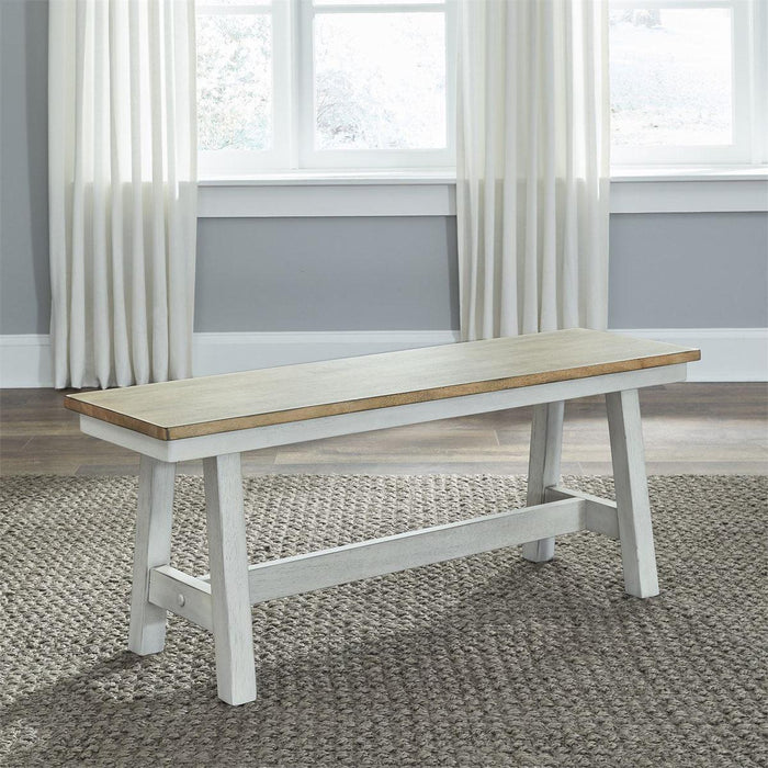 Liberty Furniture Lindsey Farm Backless Bench (RTA) in Weathered White & Sandstone - Furniture World