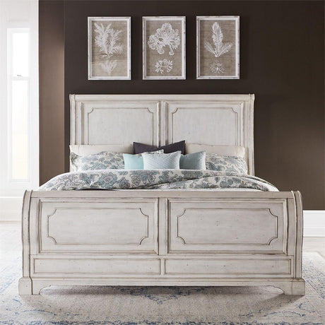 Liberty Abbey Road Queen Sleigh Bed in Porcelain White - Furniture World